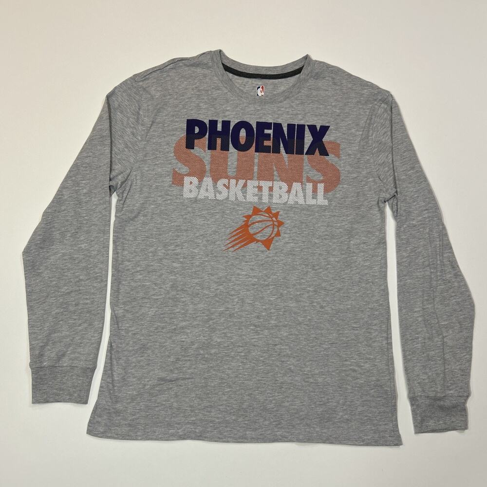 Phoenix Suns Shirt Mens Large Gray Long Sleeve NBA Basketball Logo Tee Team